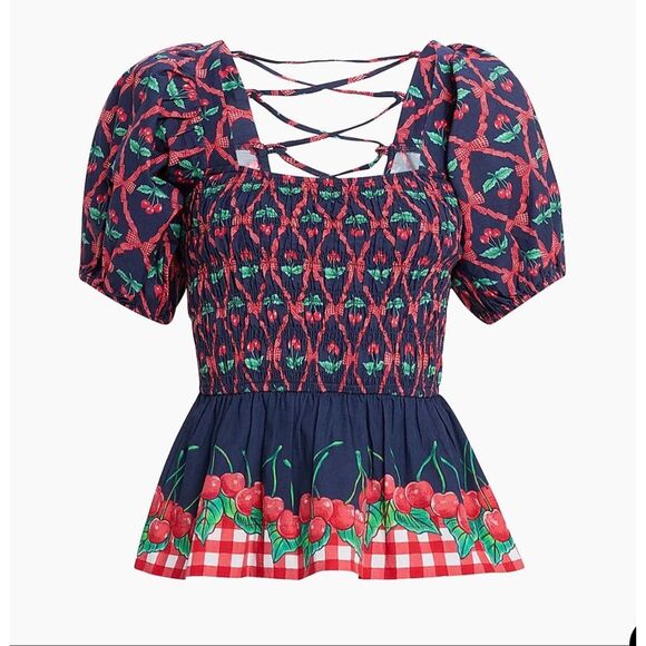 Damson Madder Allegra Puff Sleeve Blouse | Blue in 10 - Picture 4 of 11